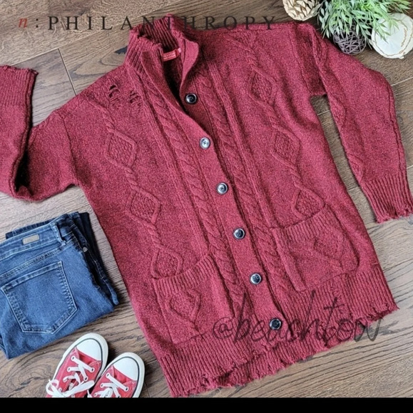 NWT n:Philanthropy Deconstructed Distressed Lone Oversized Cardigan Sweater sz.S - Picture 3 of 8